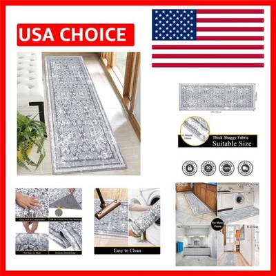 Stylish Non-Slip 2'x6' Runner Rug - Vintage Shaggy Machine Washable Mat