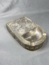 Vintage Metal Ornate Rose Flower/floral Design Ashtray Conmerco Japan