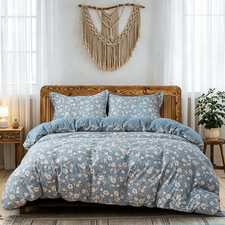 Duvet Cover Set Prewashed Cotton-Like Polyester Queen Soft Wrinkle Texture,Lik