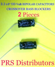 3.3 uF 100 Volt BIPOLAR CAPACITOR BASS BLOCKER SPEAKER TWEETER CROSSOVER 1 Pair