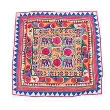 Wall Hanging Elephant Designed Indian Handmade Cotton Tapestry For Home Decor.