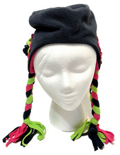 American Widgeon Girls Fleece Winter Hat Floral Braids Multicolor