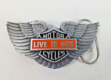 Motorcycles Live to Ride Biker Vintage Pewter Belt Buckle Siskiyou 1992