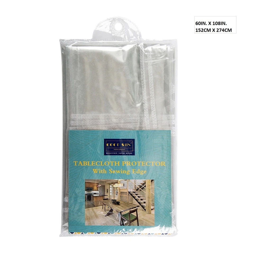 5pcs 60"x108"-Crystal Clear Plastic Table Protector Tablecloth Vinyl TableCover - Image 2 of 2