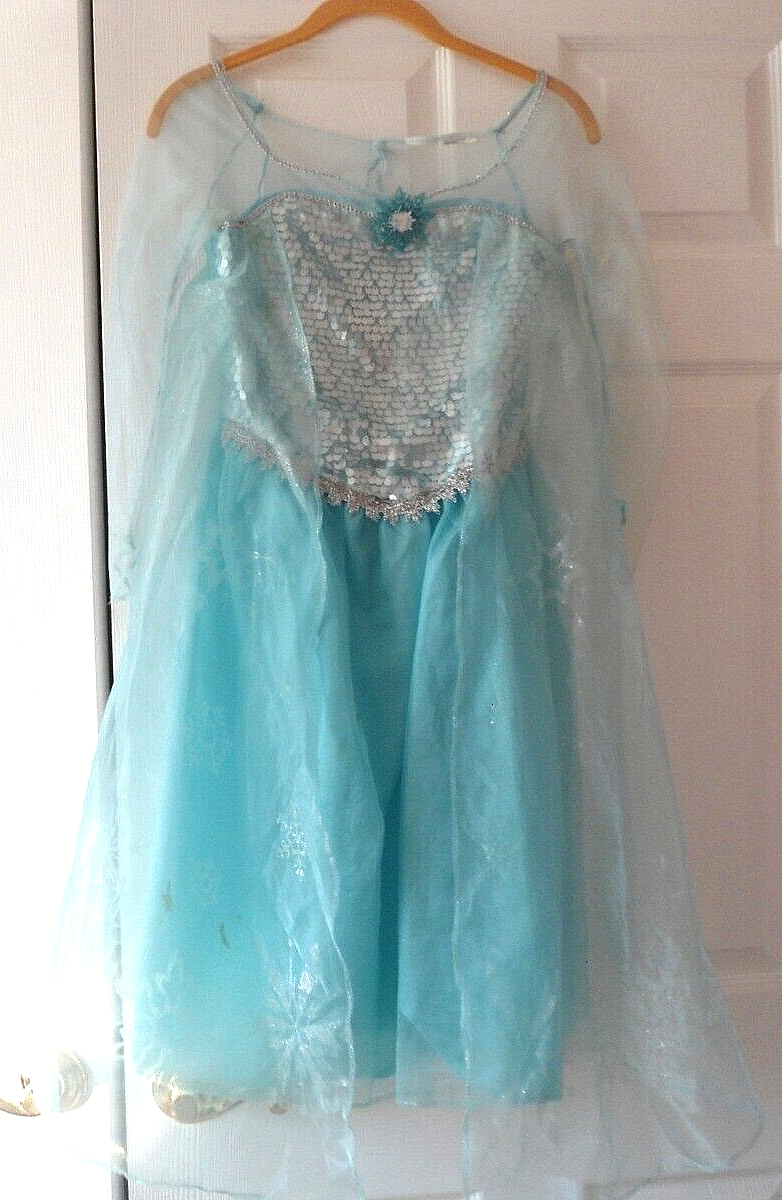 DISNEY STORE FROZEN ELSA AQUA BLUE COSTUME DRESS SIZE 9/10
