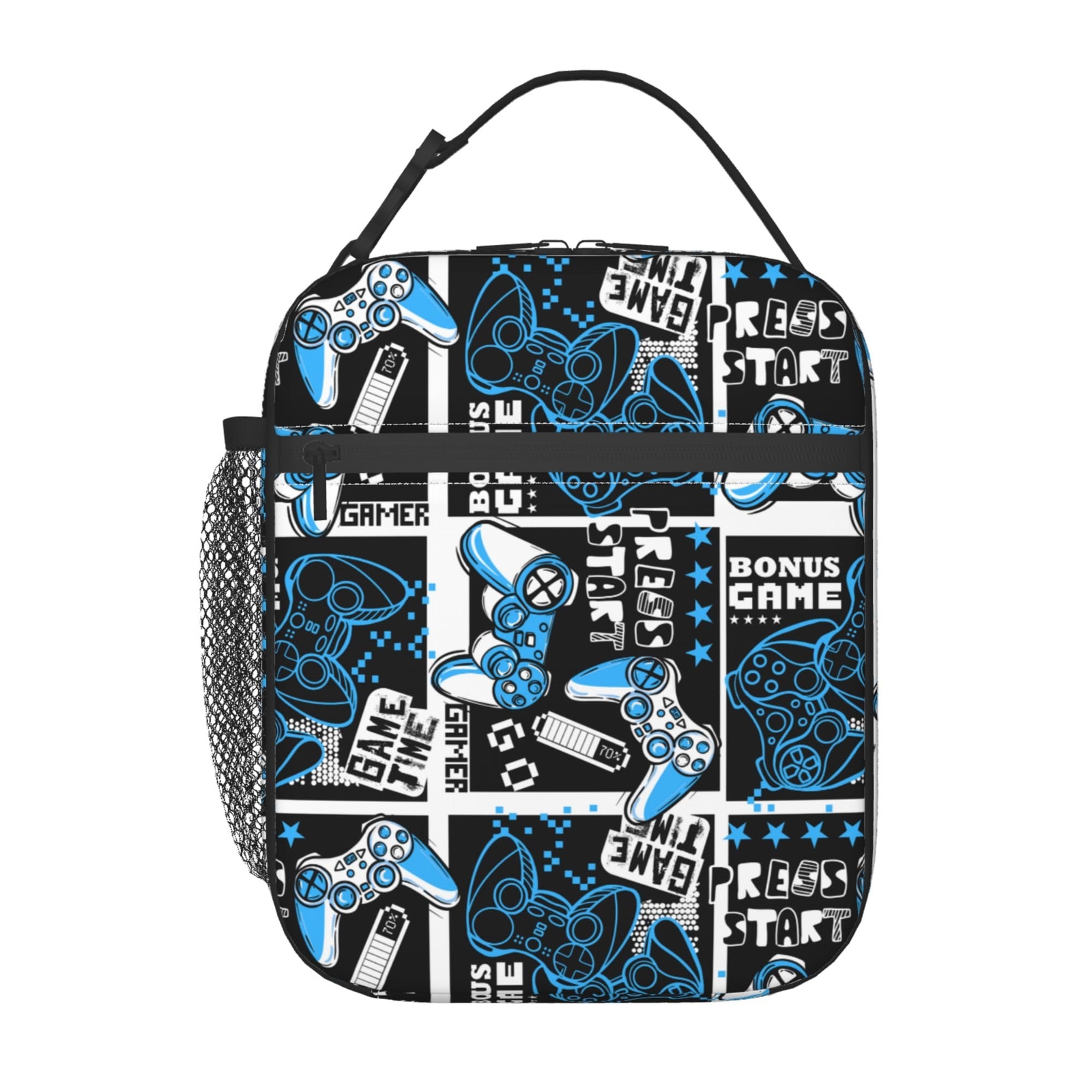 Insulated Portable Lunch Tote for Kids and Adults with Video Game Controller Design