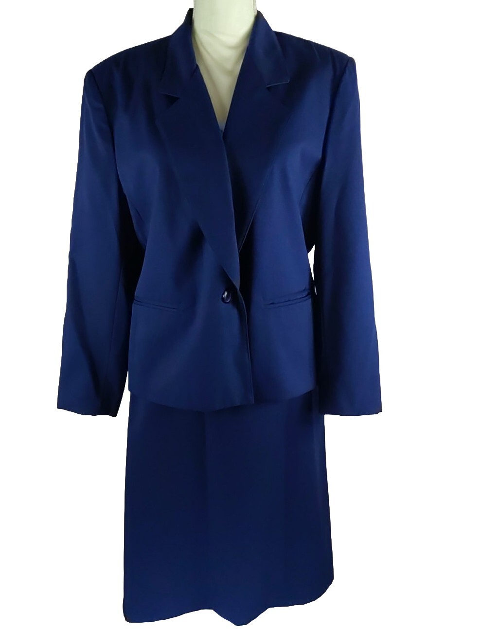 Vintage Joseph Feldman Women's 2 PC Navy Blue Business Skirt Suit Size