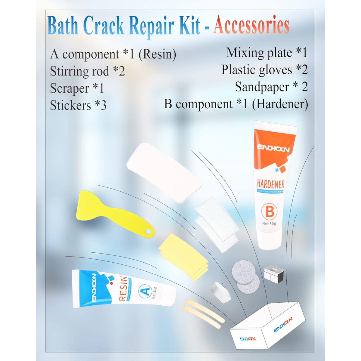 Bath Repair Kit White Endhokn Enamel Porcelain Acrylic Fiberglass