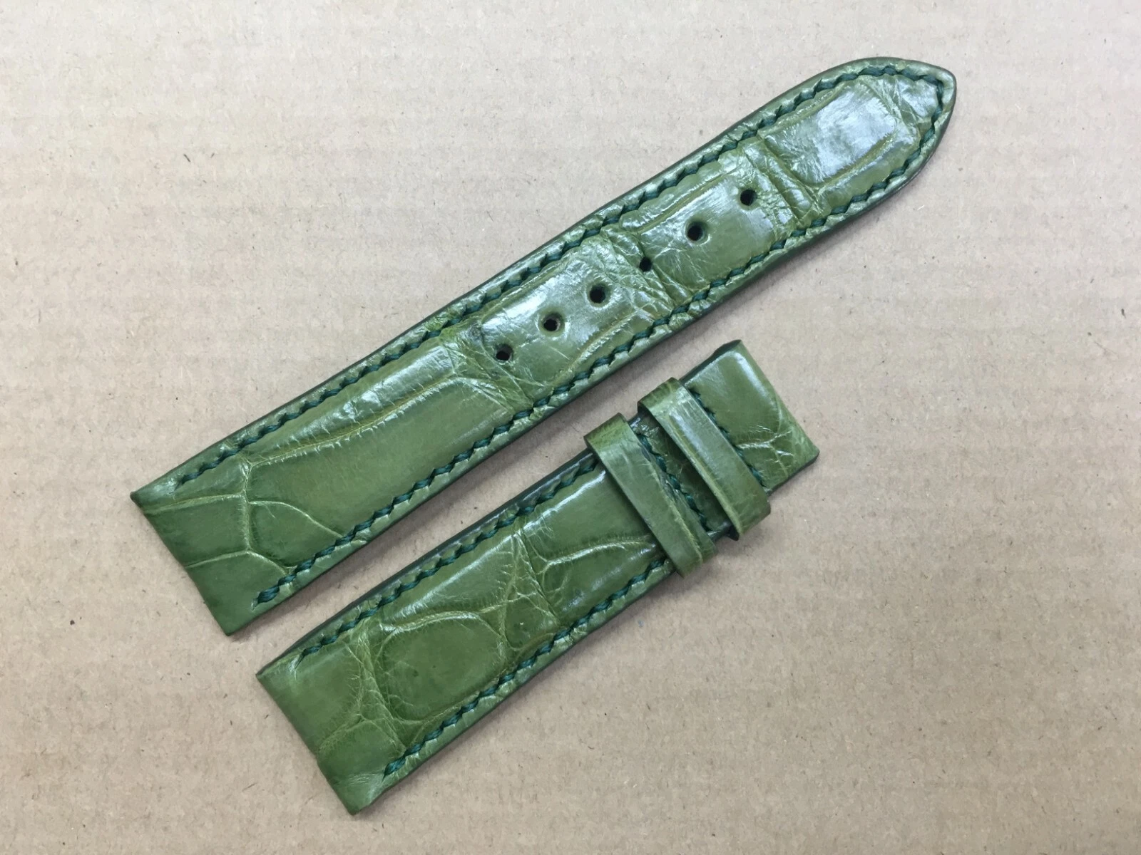 22mm/18mm Green Alligator Crocodile Embossed Leather Watch Strap Band