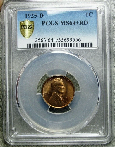 1925-D Lincoln Cent Wheat Penny --- PCGS MS-64+ Red Slabbed ---- #827