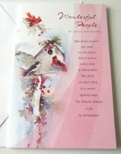 Christmas Card Snowy Birdhouse Cardinals Birds Emily Matthews American Greetings