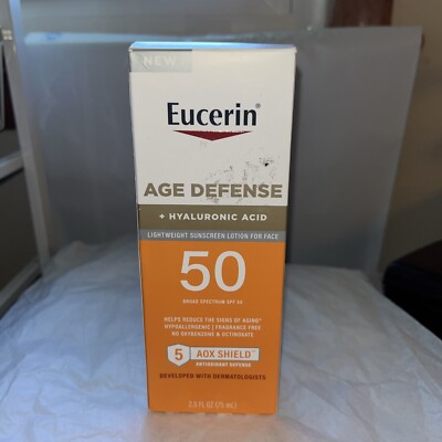 Eucerin Sun Age Defense SPF 50 Face Sunscreen Lotion with hyaluronic acid 2.5 oz