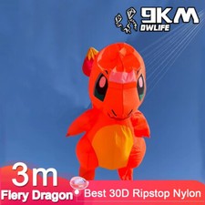 3m Fiery Dragon Kite Soft Inflatable Line Laundry Pendant Show Kite for Festival