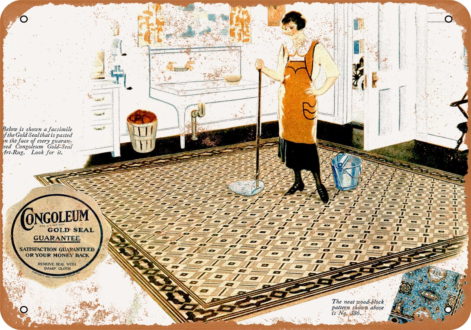 Metal Sign 1925 Congoleum Gold Seal Flooring Vintage Look