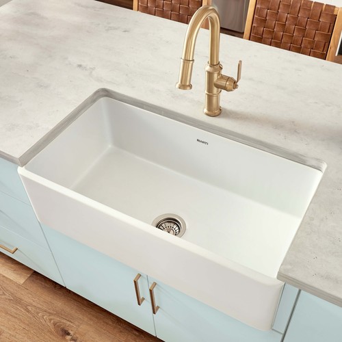 Ruvati 30x20 inch Fireclay Farmhouse Apron-Front Kitchen Sink White- RVL2100WH