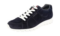 Prada Wildleder Prax Linea Rossa Sneaker - 4E3233 Blau Weiss - Neu - 6,5 40,5