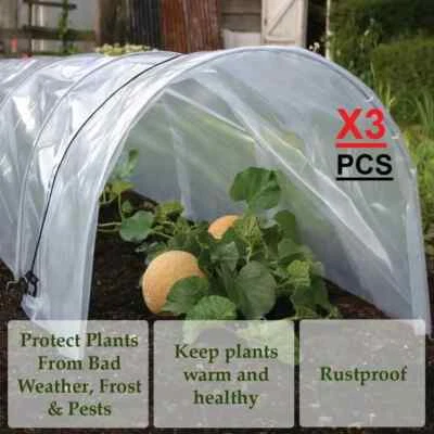 EQUIP247UK 3x POLY TUNNEL CLOCHE MINI GREENHOUSE GARDEN GROW PROTECT PLANT 1.5M X 45 X 42cm