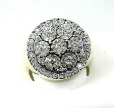 Natural Round Diamond Cluster Men's Ring Band 14k Yellow Gold 1.16Ct