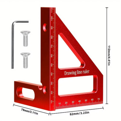Präzision 3D Multi Winkel Layout Messung 45'' 90D Aluminium Gehrungsdreieck Lineal