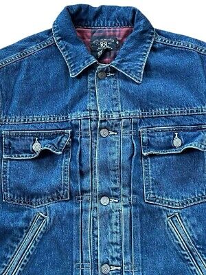 RRL Double RL RALPH LAUREN 2nd Denim Jacket Plaid M Cotton RRL Double RL RALPH LAUREN 2nd Denim Jacket Plaid M Cotton