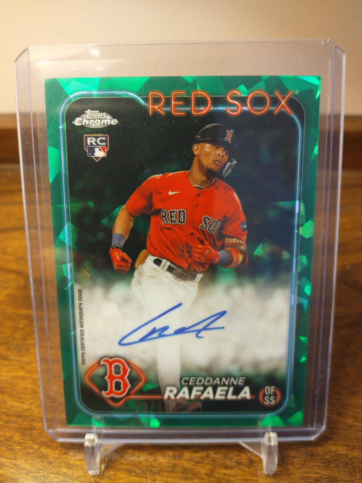 Ceddanne Rafaela 2024 Topps Chrome Sapphire Green RC Auto /99 Boston Red Sox
