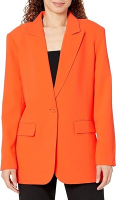 Amanda Uprichard Reggie Blazer Jacket Button Serrano Orange Red Oversized M L