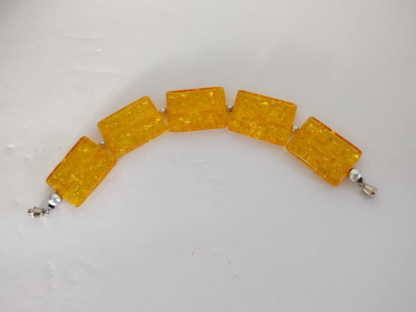 Lucite Bracelet Rectangle Beads Flecks Florescent - image 2