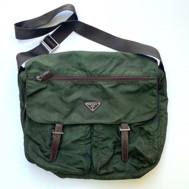 Prada Tessuto Ebano Nylon Messenger Bag Crossbody Forest Green eBay