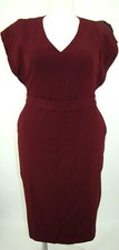 NEW ELIZA J BURGUNDY SLEEVELESS POCKETS & BOW TIE BELT DRESS Size 14   AC