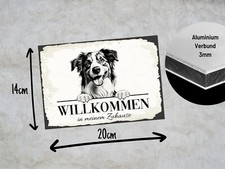 Warnschild 'Australian Shepherd Hund Im Garten' – Aluminium, 30,5x20cm, Wetterfest (A4 Format)