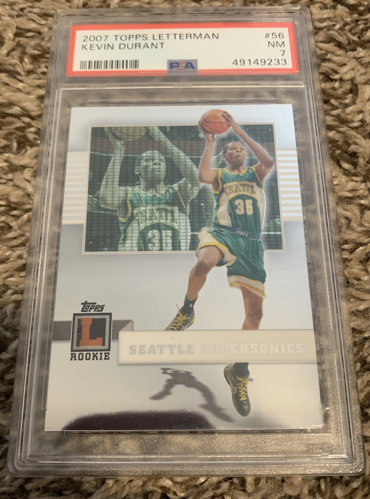 07/08 Kevin Durant Topps Letterman SSP RC 12/599 PSA 7  RARE$$