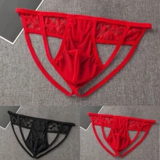 Lingerie Men Panties Thong Underwear Briefs G-String T-Back Crotchless