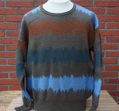 Vintage Hugo Boss Strickpullover Schurwolle abstrakt gemustert Pullover Gr. L/XL
