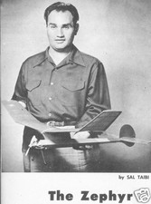 Model Airplane Plans FF : Vintage Zephyr 38" 1/2A by Sal Taibi