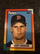 1990 Topps Traded SCOTT ERICKSON Rookie Card #29T Minnesota Twins. rookie card picture