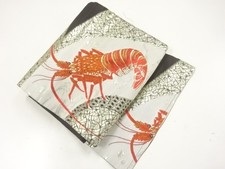 34490# JAPANESE KIMONO / NAGOYA OBI / SILK / WOVEN ISE LOBSTER