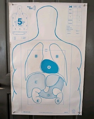 Lot Of 5 Vintage Sure Shot Anatomical Silhouette Paper Shooting Targets SSOT-3