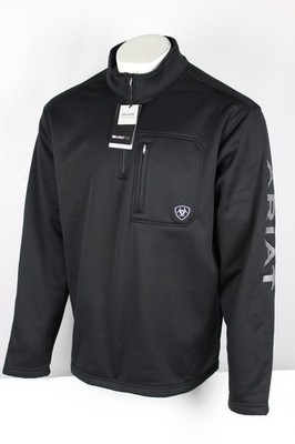 Ariat Men's Tek Team 1/4 Zip Sweatshirt Fleece Black Long Sleve 10070403