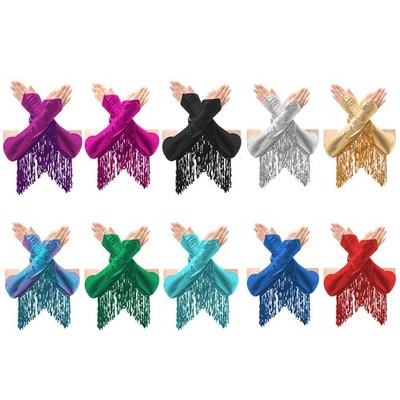 Damen Gloves Lang Arm Ärmel Glänzend Handschuhe Performance Handschuh Rave Oper