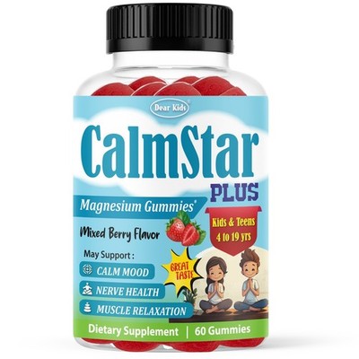 Kids Calm Gummies Magnesium Citrate Relax Sleep Support Berry Vegan- 60 Gummies