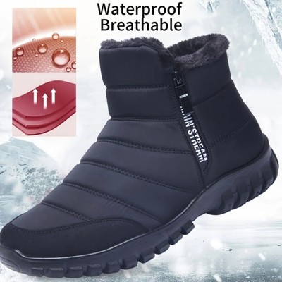 Men's Outdoor Winter Ankle Snow Boots Insulated Waterproof Warm Fur Lining Shoes