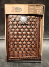 NIB Justin Men's Tooled Low Profile Rodeo Wallet - 2122798W6