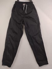 Vtg Nike Red Swoosh Nylon Track Pants Unisex Small Black Ankle Zip Drawstring