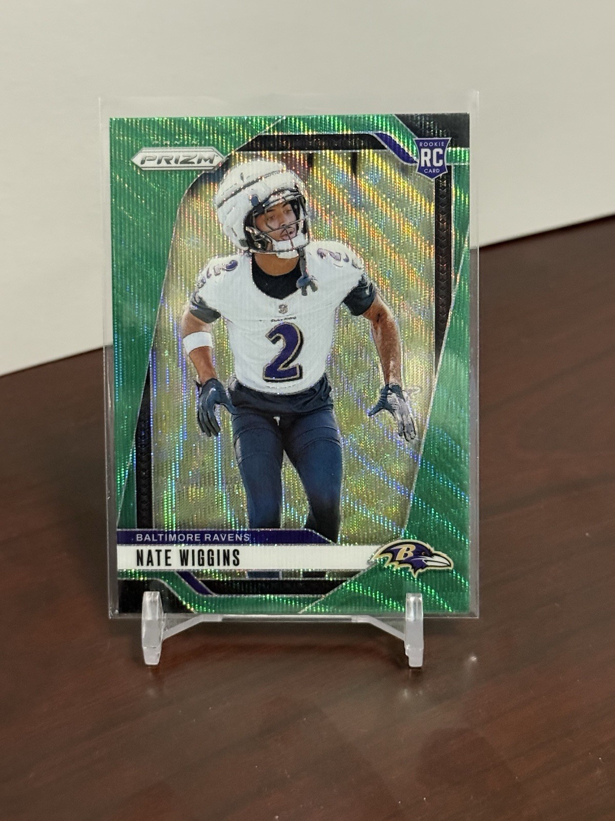 NATE WIGGINS 2024 Panini Prizm Football Green Wave Prizm Rookie Card #380 Ravens