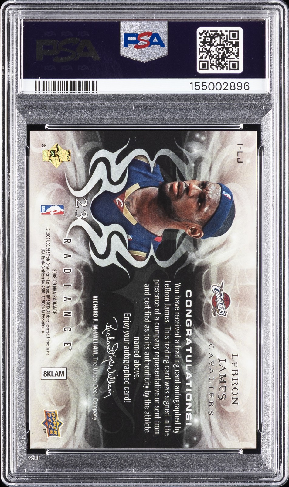 2008 UD RADIANCE INKED #I-LJ LEBRON JAMES 18/23 PSA 9 AUTO 10 view 2