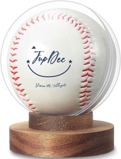 Jupdec Baseball Display Case, round Clear Ball Holder with Wooden Base, Autograp
