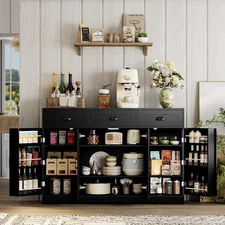 Buffet Cabinet with Storage, Sideboards with 4 Doors, Kitchen Storage Cabinet...