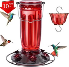Glass Hummingbird Feeder for Garden Yard, Red Ant Moat Included ,NEW