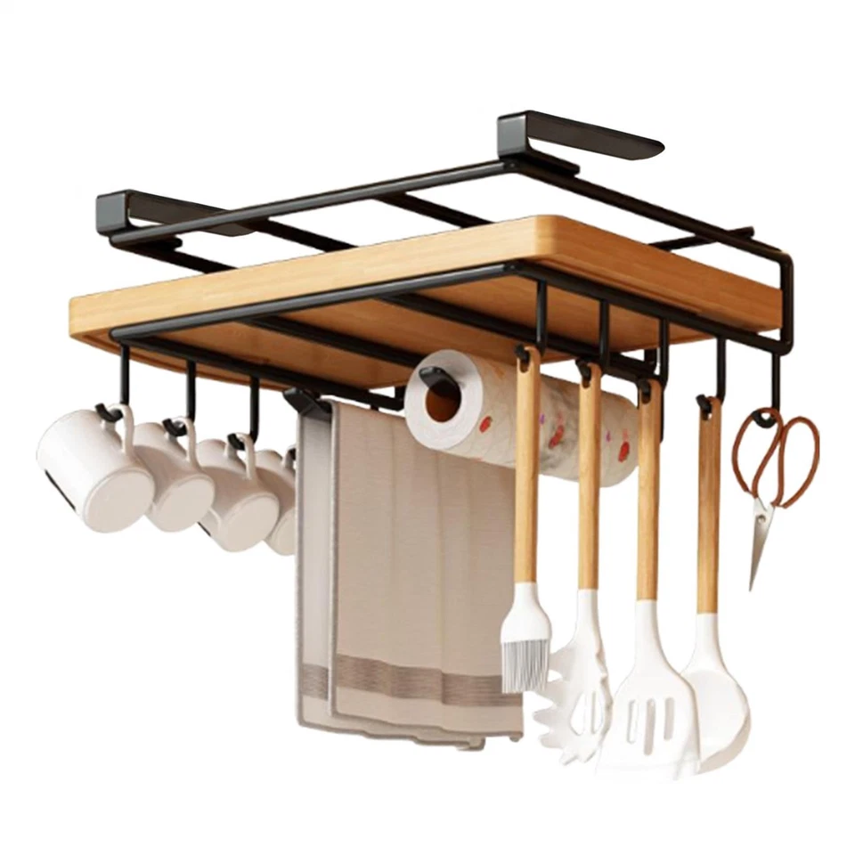 10Hook Mug Cup Rack Holder Under Shelf Kitchen Cabinet Hanger Wardrobe Organiser - Image 2 of 4