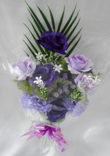 Artificial flower Lilac Purple Rose carnation bouquet bunch gift bag bow